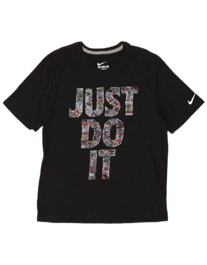 NIKE Camiseta gráfica de corte atlético para mujer UK 12 Medium Black Cotton