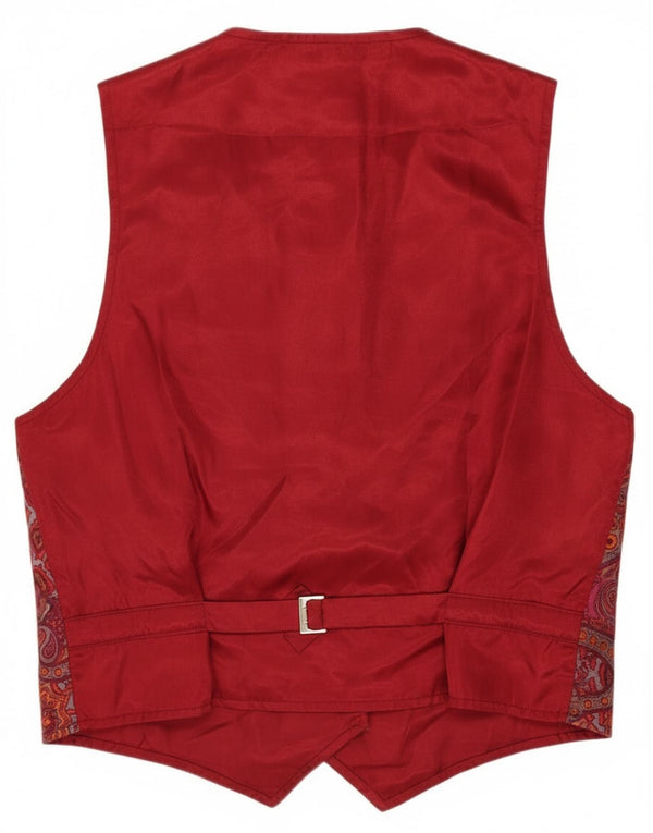 Chaleco vintage para hombre medio borgoña Paisley