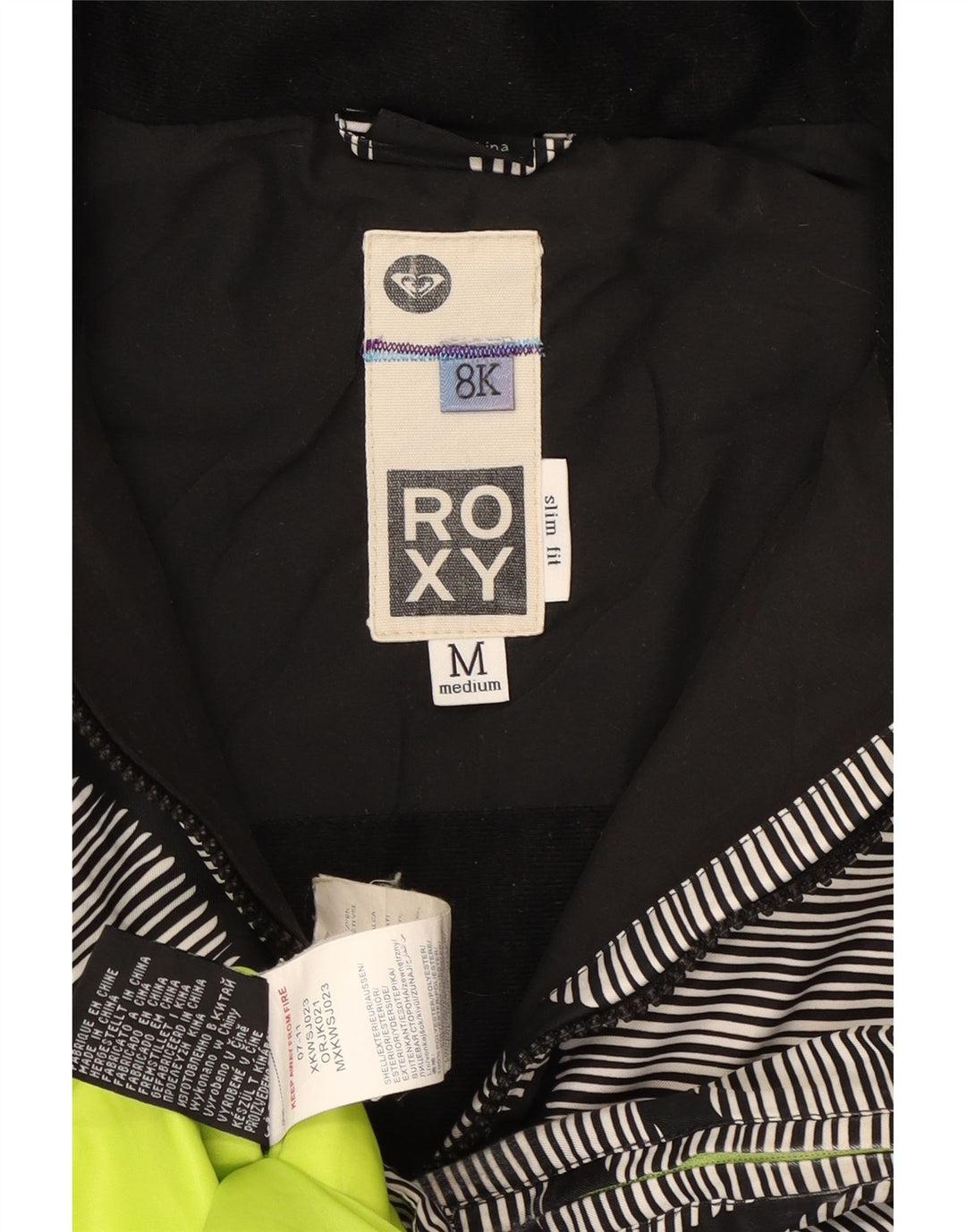 ROXY Womens Hooded Windbreaker Jacket UK 14 Medium Black Geometric