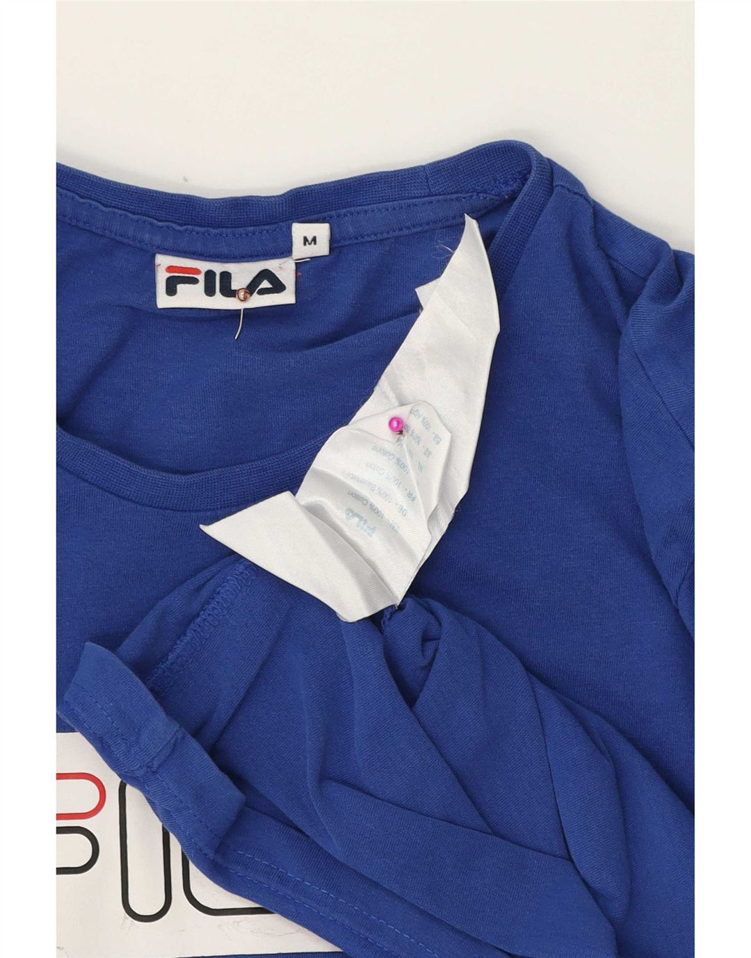 Fila Hombre Camiseta Gráfica Top Algodón Azul Medio
