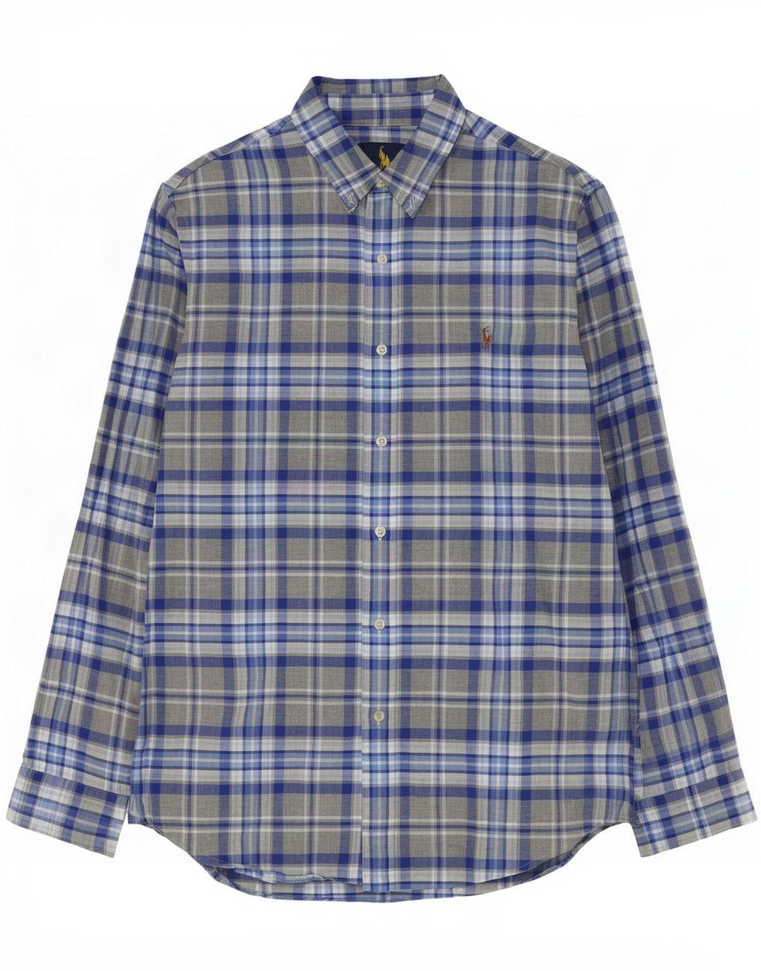 Ralph Lauren Camisa personalizada para hombre de algodón a cuadros grises grandes