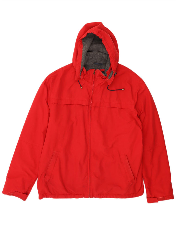 LANDS END Chaqueta cortavientos con capucha para hombre UK 42 XL Nylon rojo
