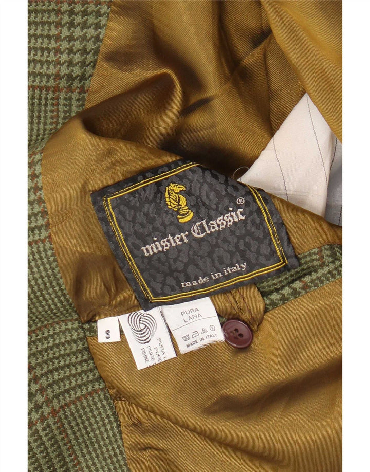 Chaqueta blazer vintage de 2 botones para hombre UK 36 Lana de pata de gallo verde pequeña