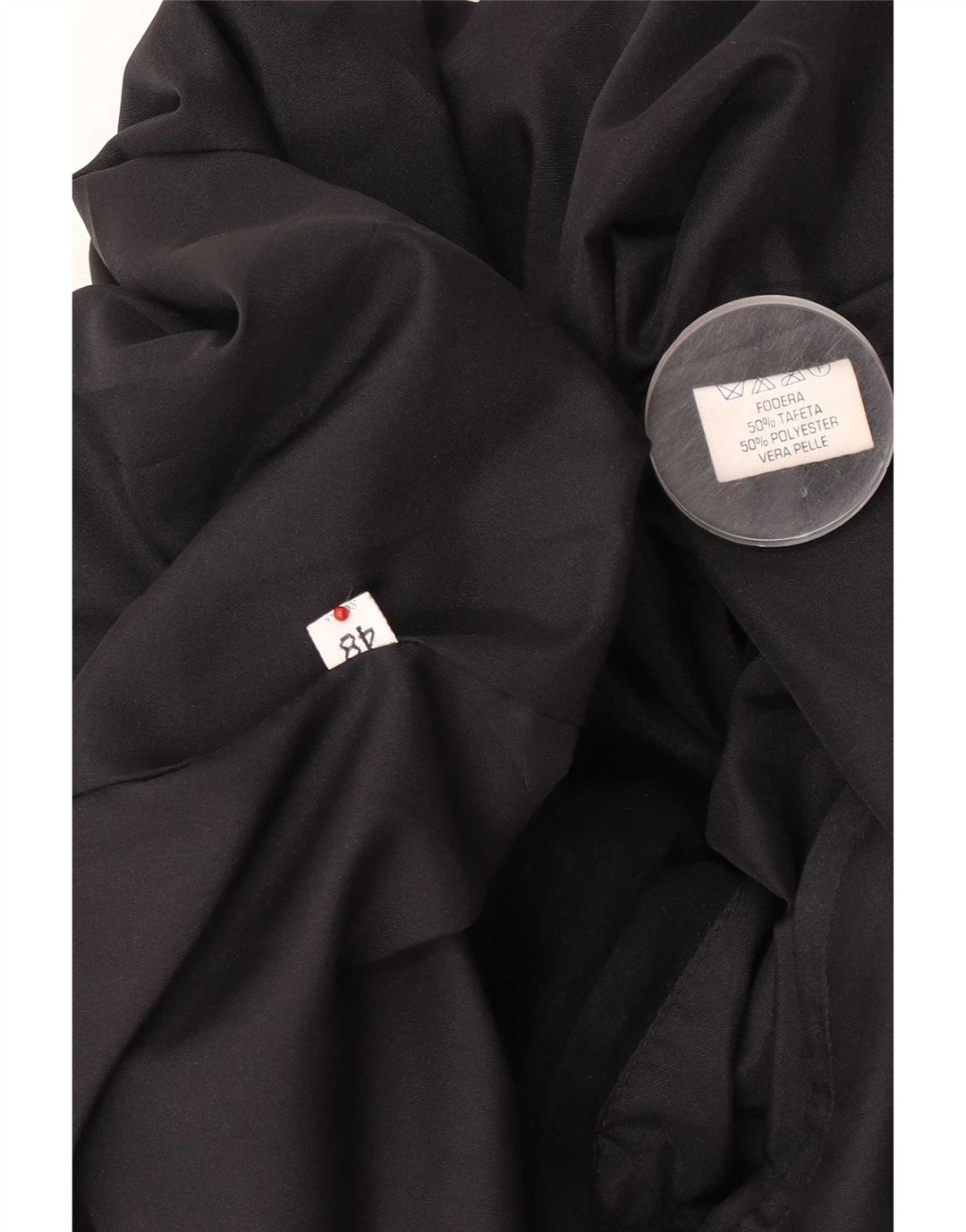 Vintage hombres ante bomber chaqueta IT 48 cuero negro medio