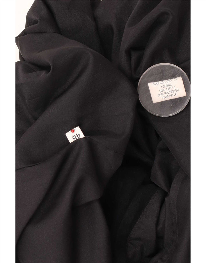 Vintage hombres ante bomber chaqueta IT 48 cuero negro medio
