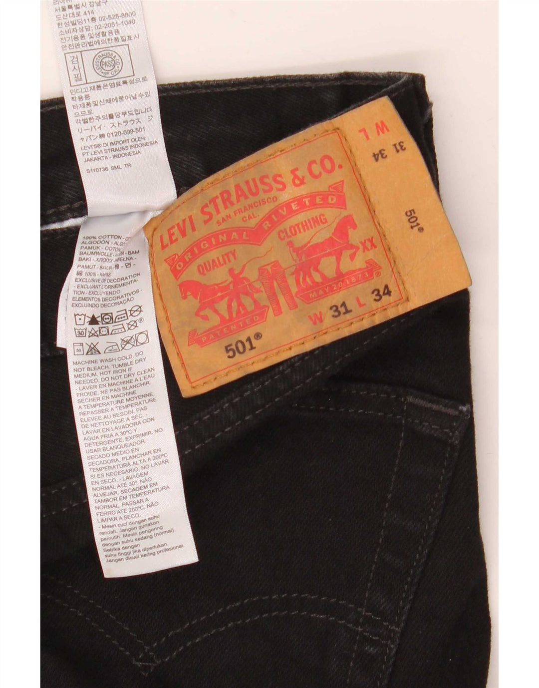 Levi's Vaqueros rectos 501 para hombre W31 L34 Algodón negro