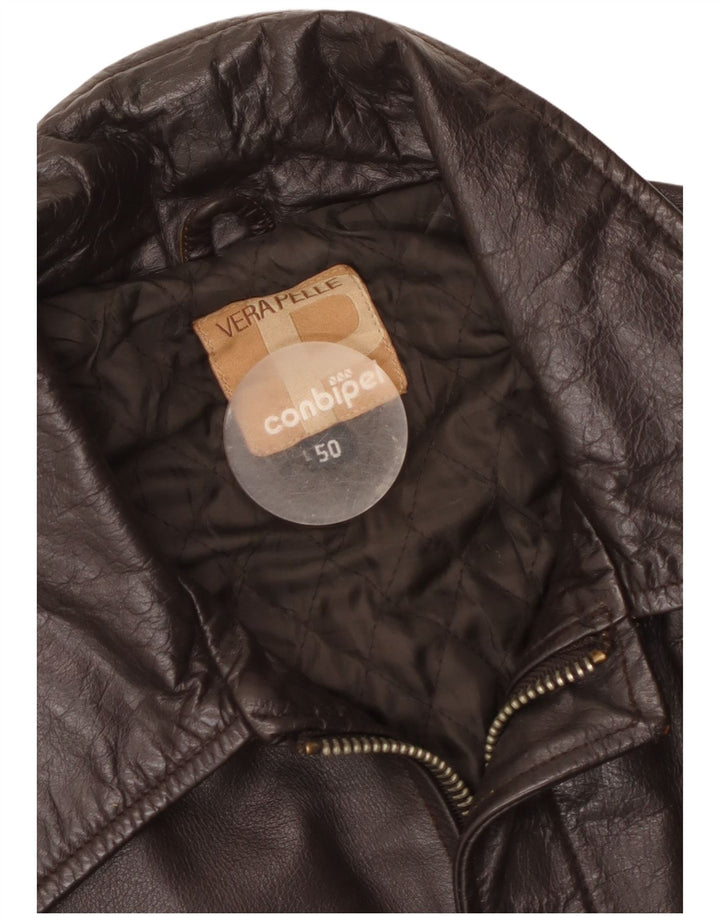 Conbipel Chaqueta De Cuero Para Hombre IT 50 Grande Cuero Marrón