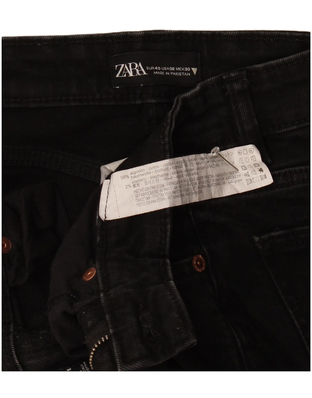 Zara Jeans Cortos Mujer EU 40 Mediano W30 L25 Algodón Negro