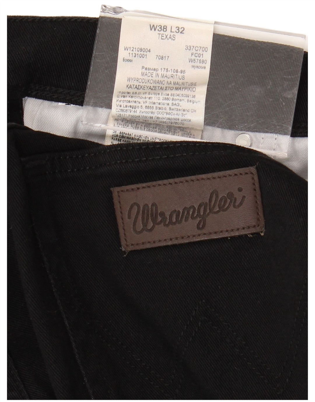 WRANGLER Vaqueros rectos Texas para hombre W38 L32 Algodón negro