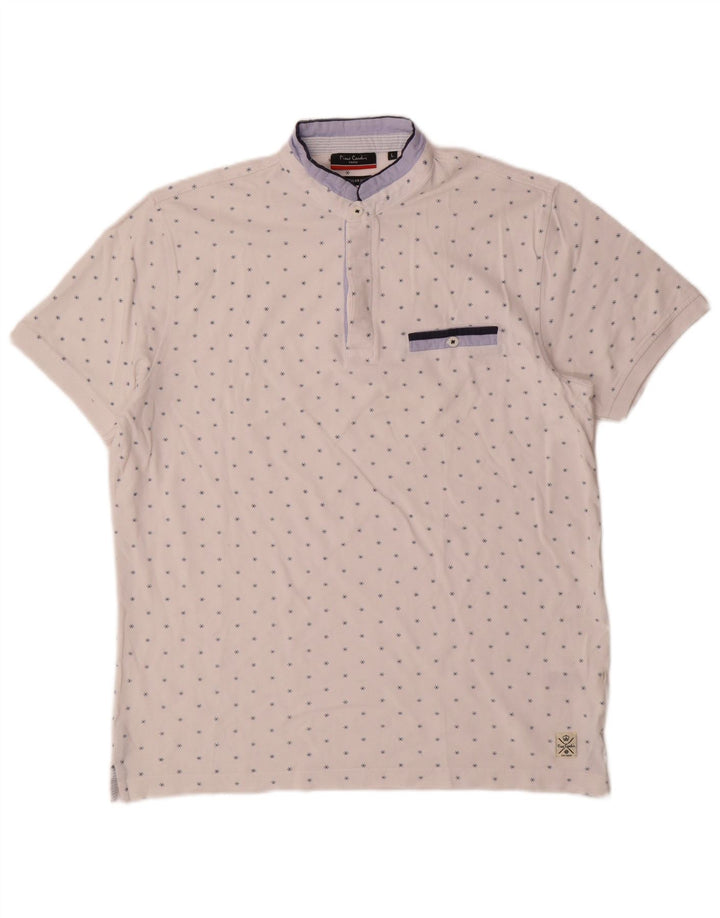 Pierre Cardin Polo para hombre con estampado abstracto de algodón blanco grande