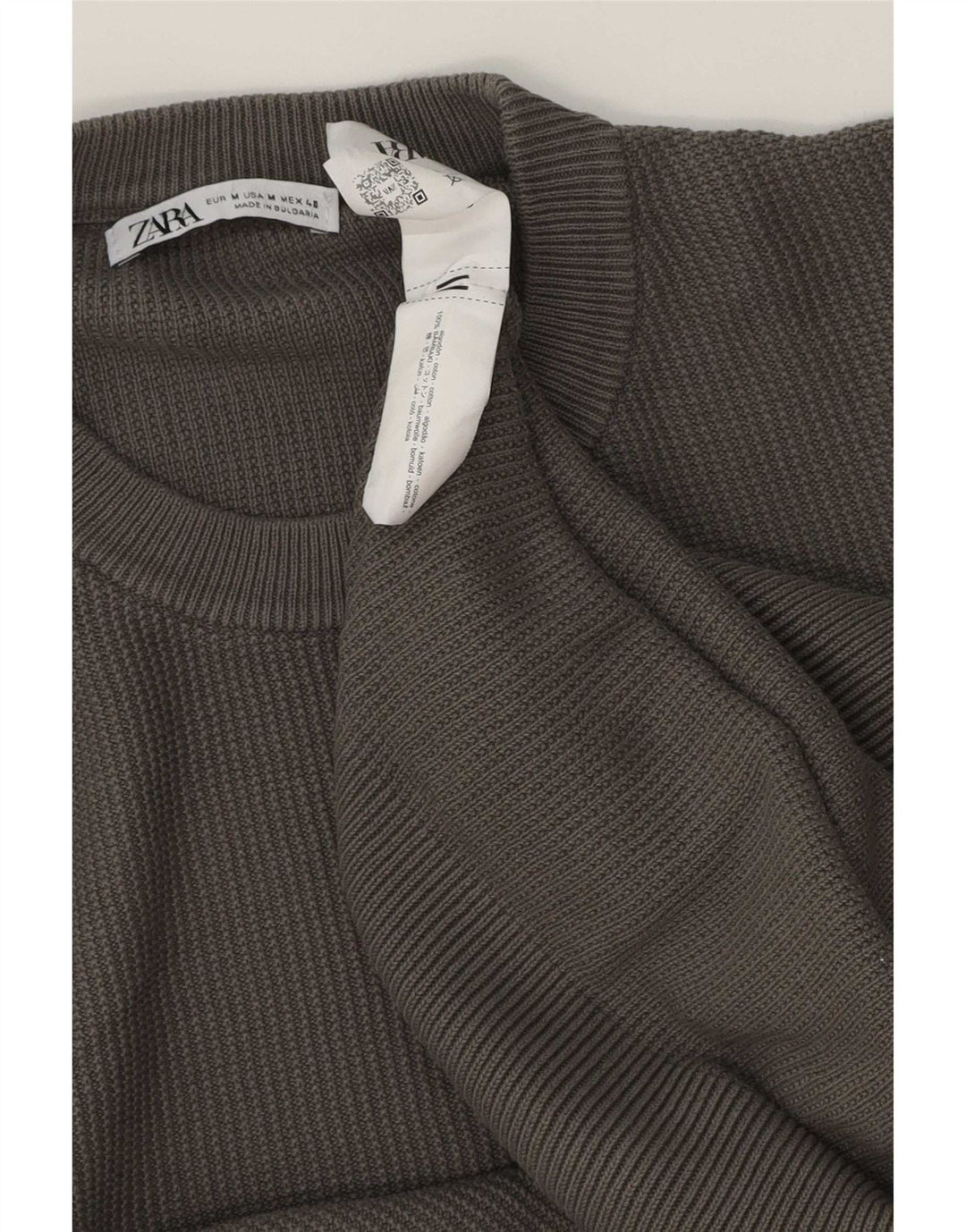 Zara Hombre Jersey Cuello Redondo Jersey Algodón Gris Medio