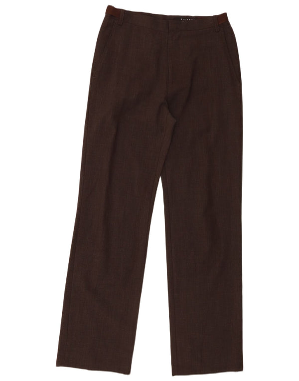 Richmond Pantalones de traje rectos para mujer UK 12 Medium W30 L32 Lana marrón
