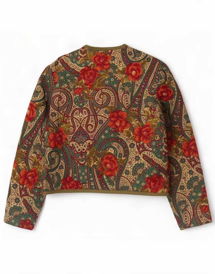 Vintage mujer bomber chaqueta Reino Unido 14 medio multicolor Paisley