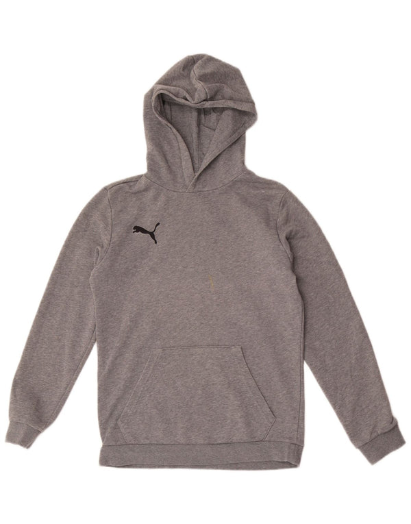 Puma - Sudadera con capucha para niño (13-14 años, algodón moteado), color gris