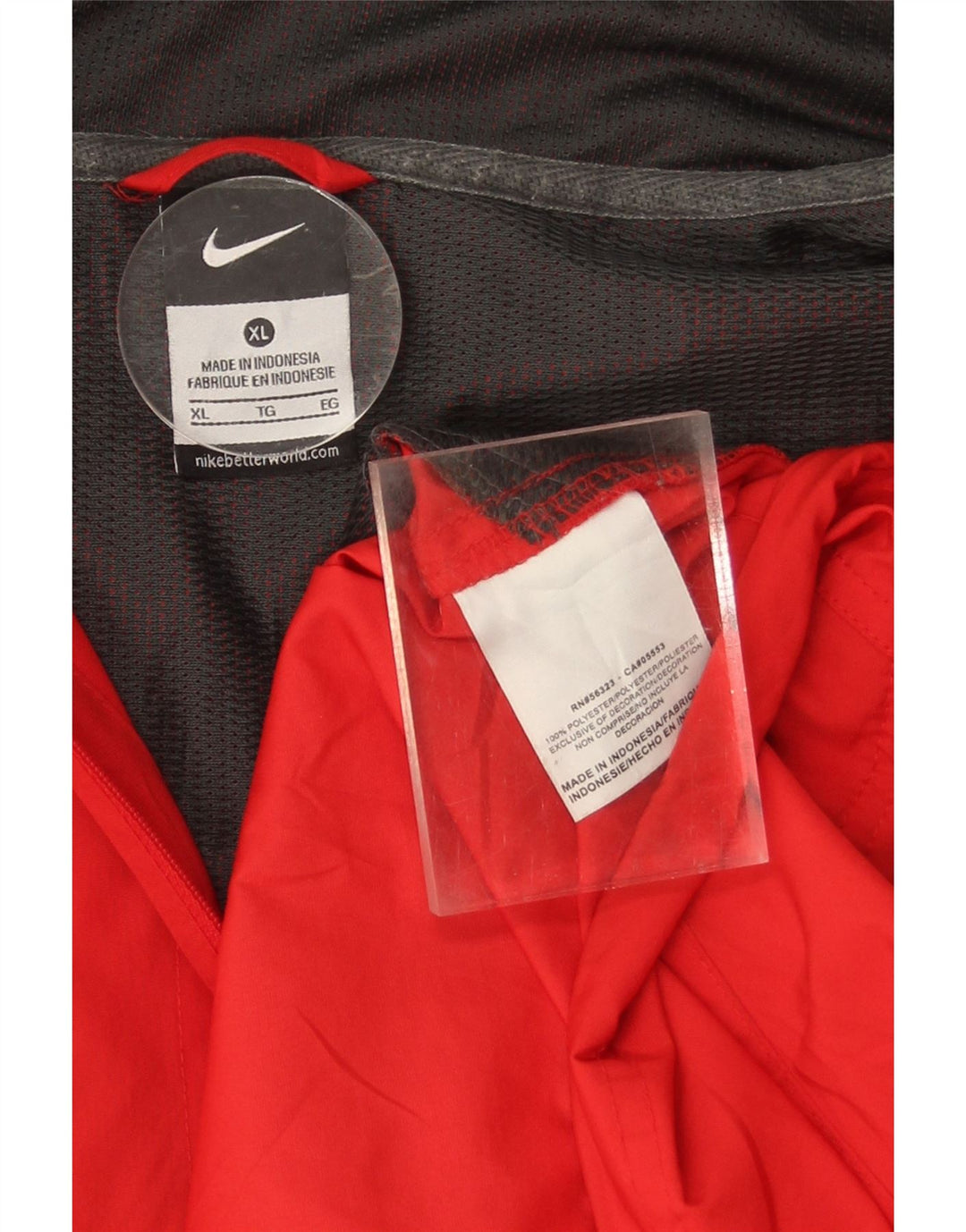 NIKE Mens Hooded Pullover Rain Jacket UK 42 XL Red Polyester Vintage Nike and Second-Hand Nike from Messina Hembry 