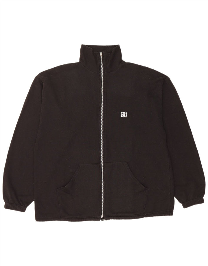 Vintage hombres chándal chaqueta superior XL negro