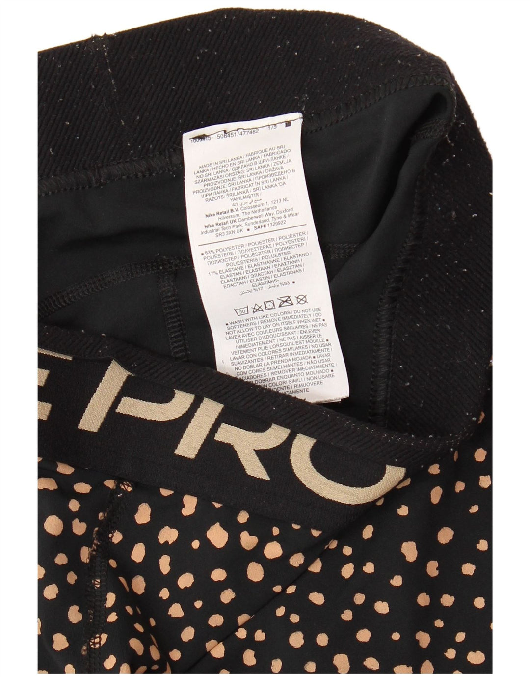 NIKE Leggings capri gráficos para mujer UK 12 Mediano Poliéster con manchas negras