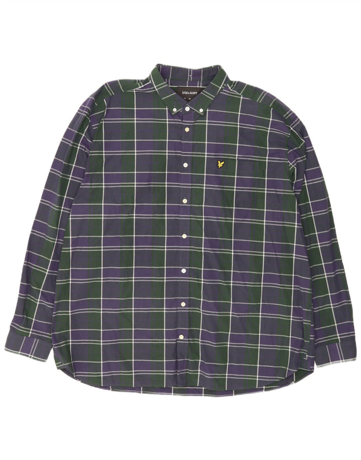 Camisa Lyle & Scott para hombre 3XL Algodón a cuadros azul marino