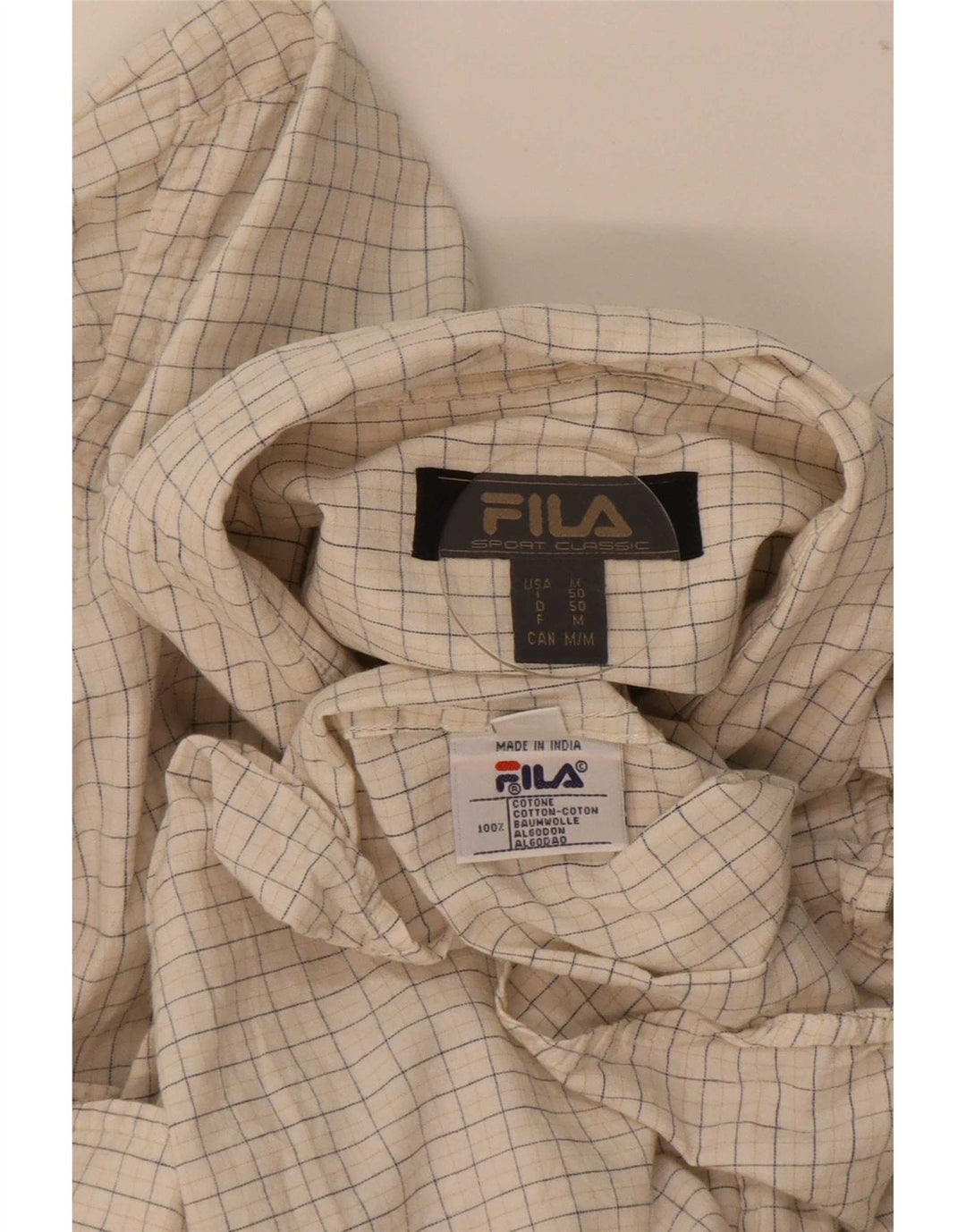 Camisa Fila Hombre Algodón A Cuadros Beige Medio