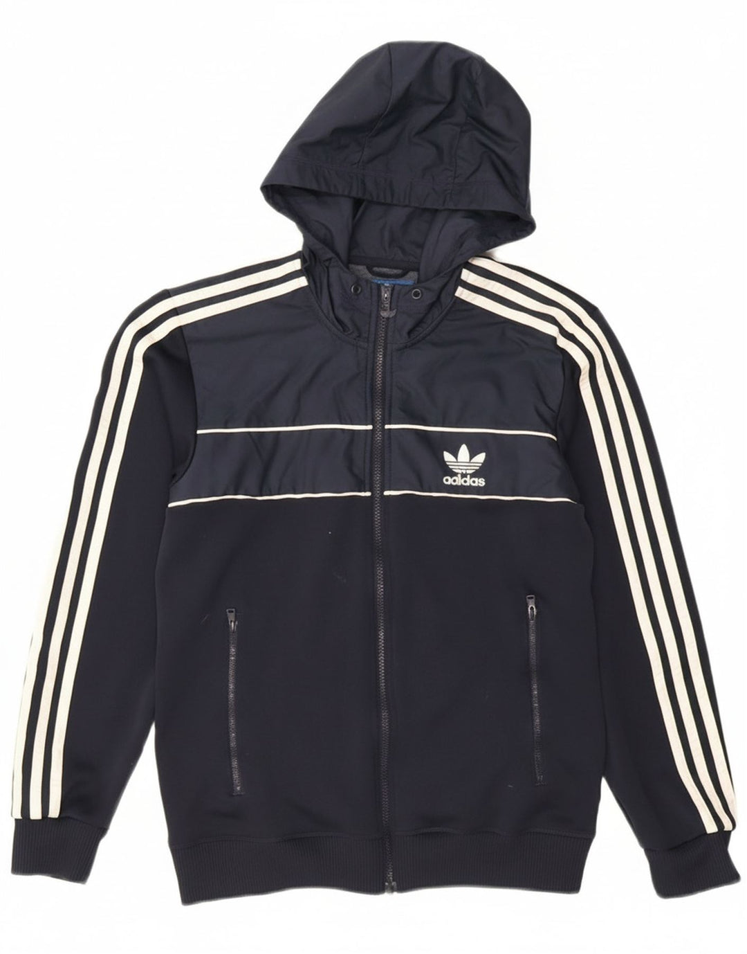 Adidas - Sudadera con capucha y cremallera para hombre, talla pequeña, poliéster, color azul marino