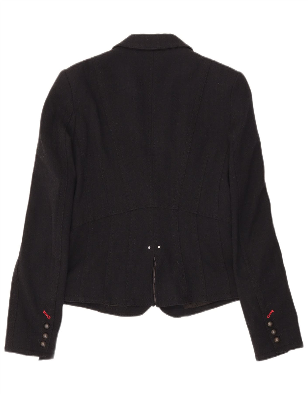 Marc Cain Chaqueta tipo blazer de 3 botones para mujer UK 6 XS Lana negra