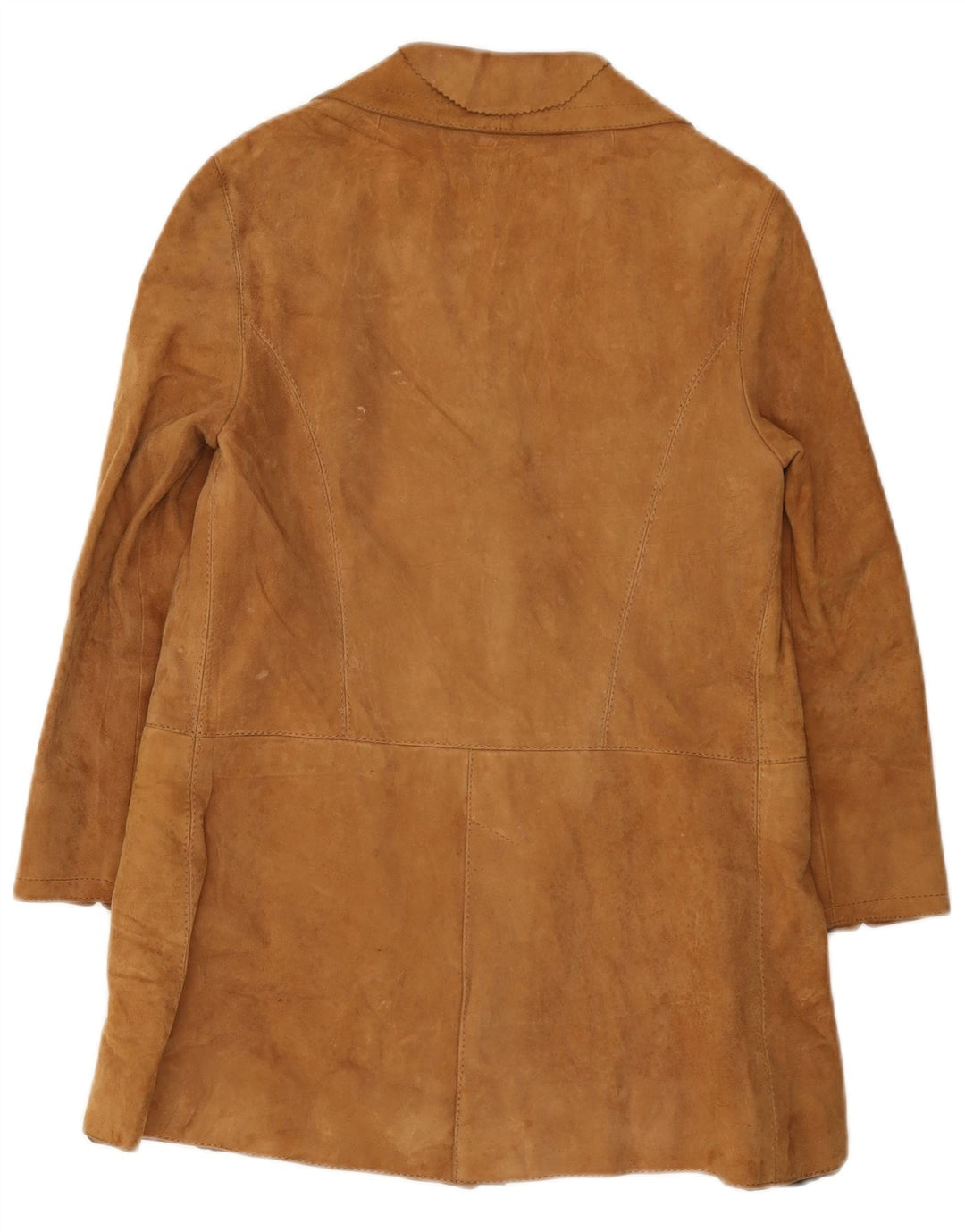 Vintage mujer ante 3 botón Blazer chaqueta Reino Unido 12 beige medio