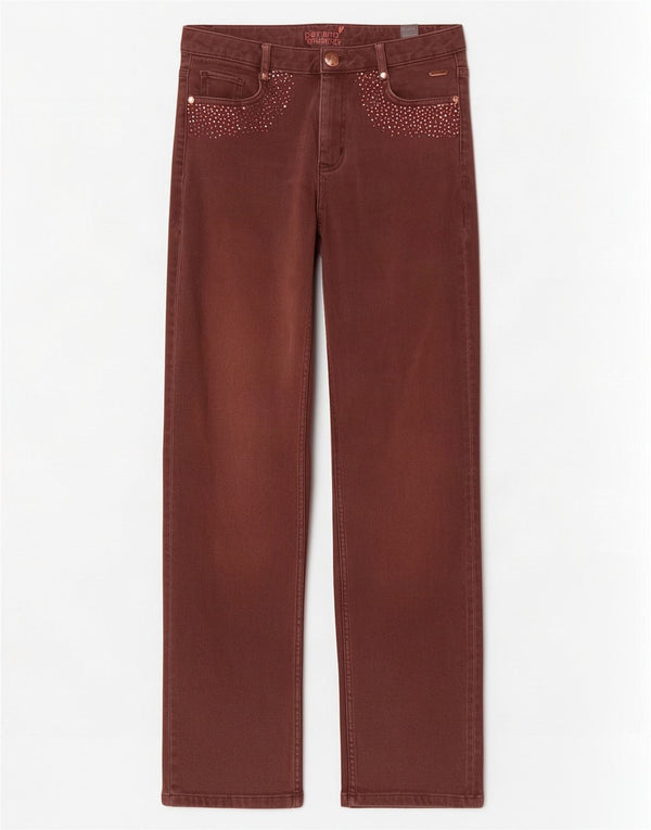 Marks & Spencer Pantalones Casuales Rectos para Mujer UK 10 Small W28 L27 Marrón