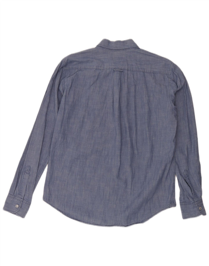 Camisa Vintage Hombre Algodón Azul Medio