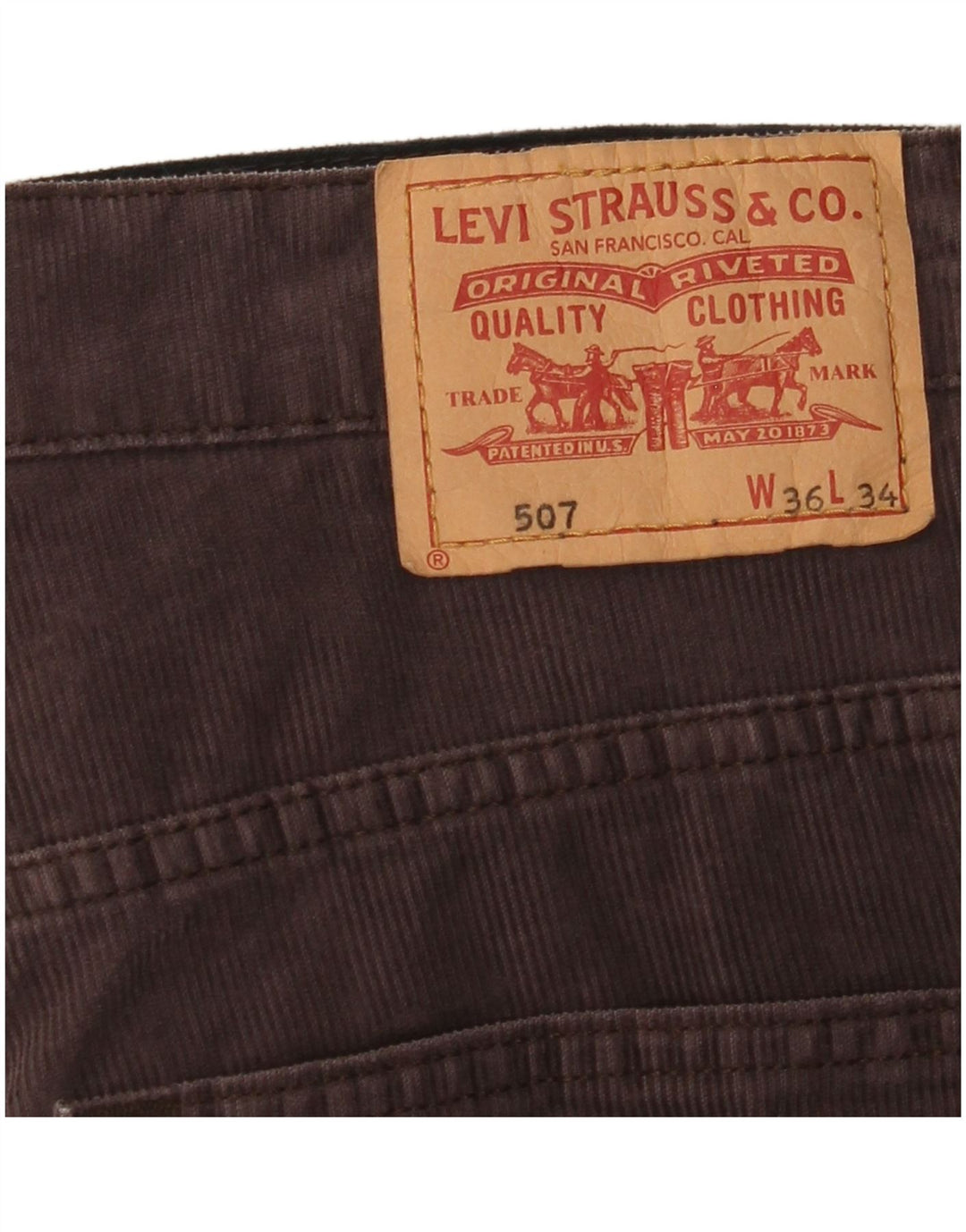 LEVI'S Mens 507 Pantalones de pana con corte de bota W36 L34 Algodón marrón