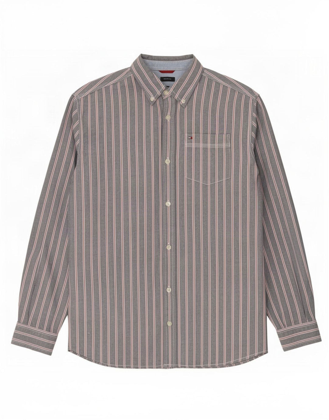 Camisa Tommy Hilfiger Hombre Algodón Gris Medio Rayas Pintadas
