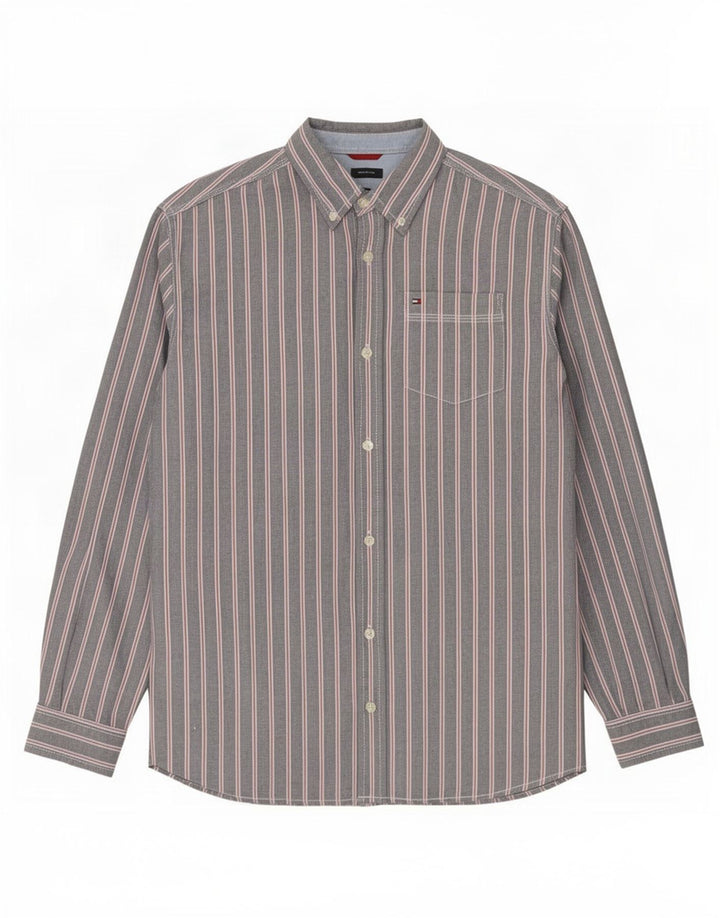 Camisa Tommy Hilfiger Hombre Algodón Gris Medio Rayas Pintadas