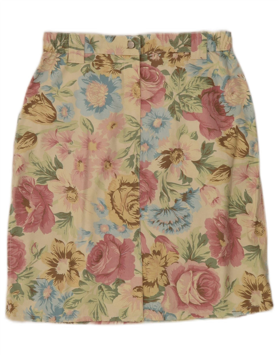 VINTAGE Falda recta de cintura alta para mujer W30 Floral amarillo medio