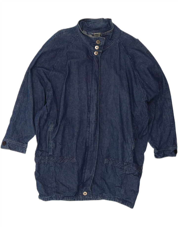 Vintage mujer abrigo de mezclilla de gran tamaño EU 42 algodón azul grande