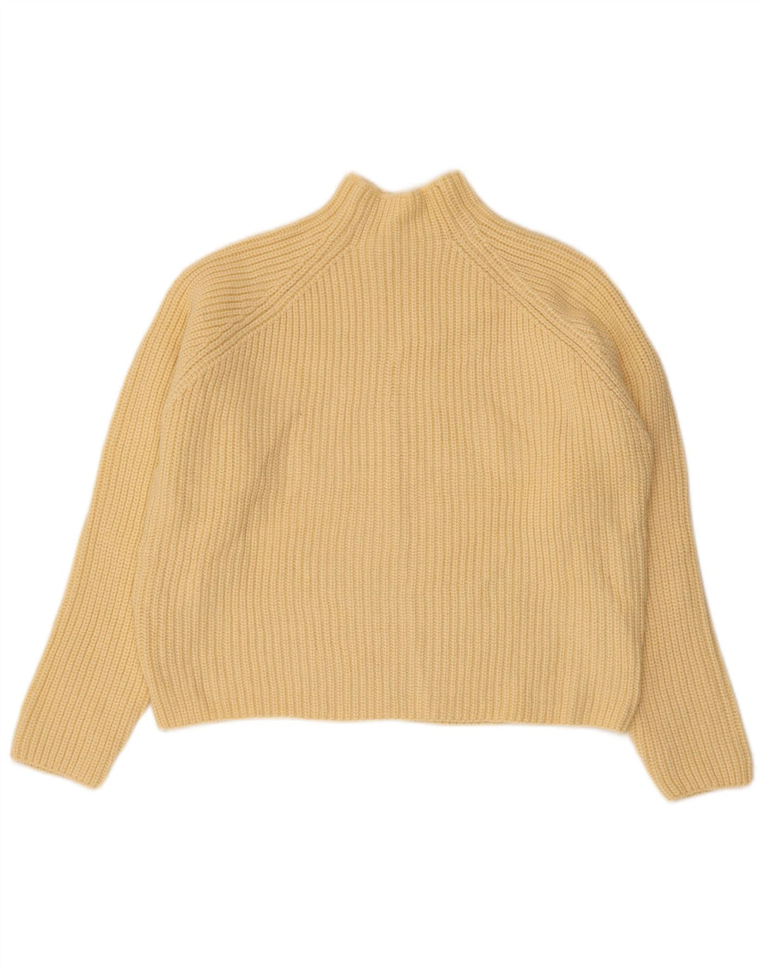 ZARA Mujer Crop Oversize Cuello Alto Jersey Jersey UK 10 Small Amarillo