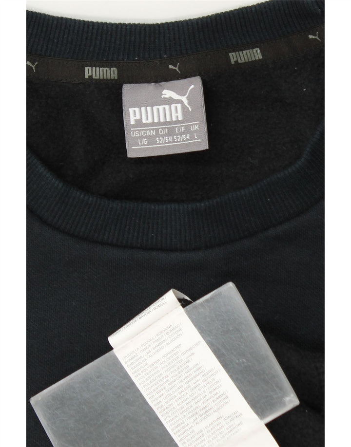 Puma Mens Graphic Sudadera Jumper Grande Azul Marino Algodón