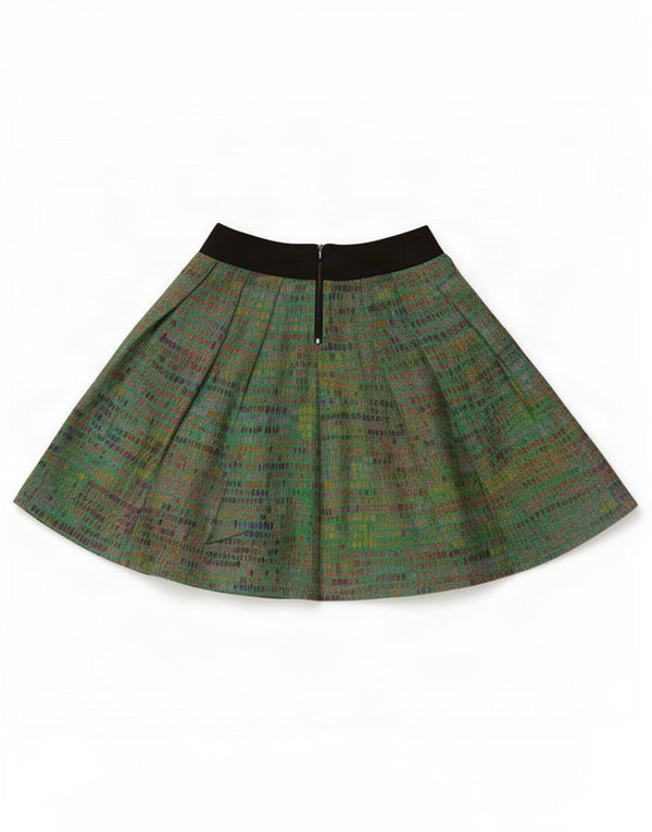 Minifalda plisada vintage para mujer pequeña W27 verde manchada