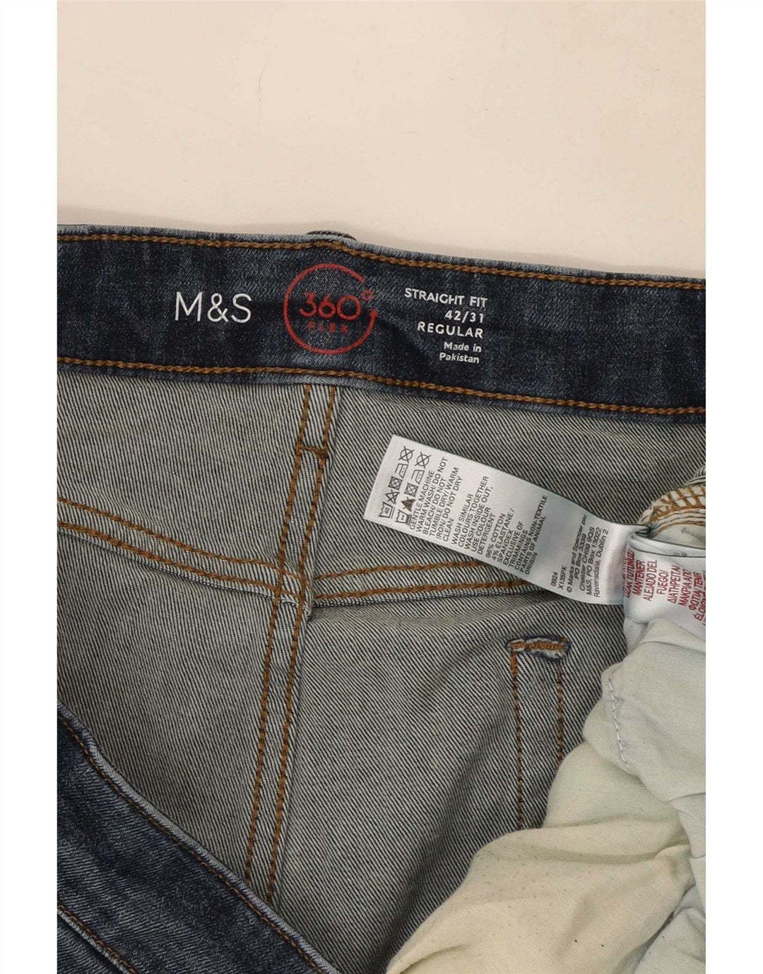 Marks & Spencer Vaqueros rectos regulares para hombre W42 L31 Algodón azul marino