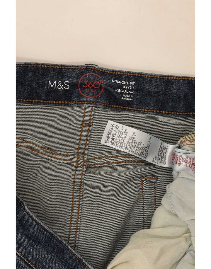 Marks & Spencer Vaqueros rectos regulares para hombre W42 L31 Algodón azul marino