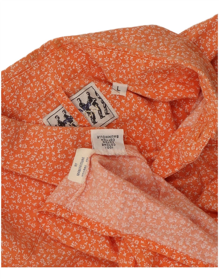 Camisa Trussardi Hombre Grande Naranja Floral Algodón