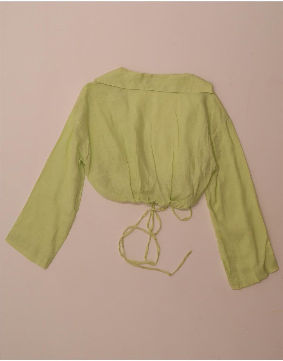 ZARA Mujer Crop Cardigan Top UK 6 XS Lino Verde