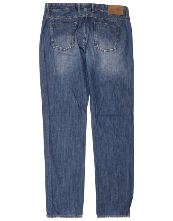 MASSIMO DUTTI Vaqueros rectos de corte casual para hombre EU 44 Large W34 L34 Azul