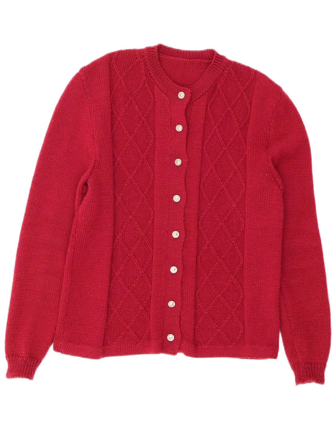 VINTAGE Suéter Cárdigan para Mujer Reino Unido 14 Rojo Medio