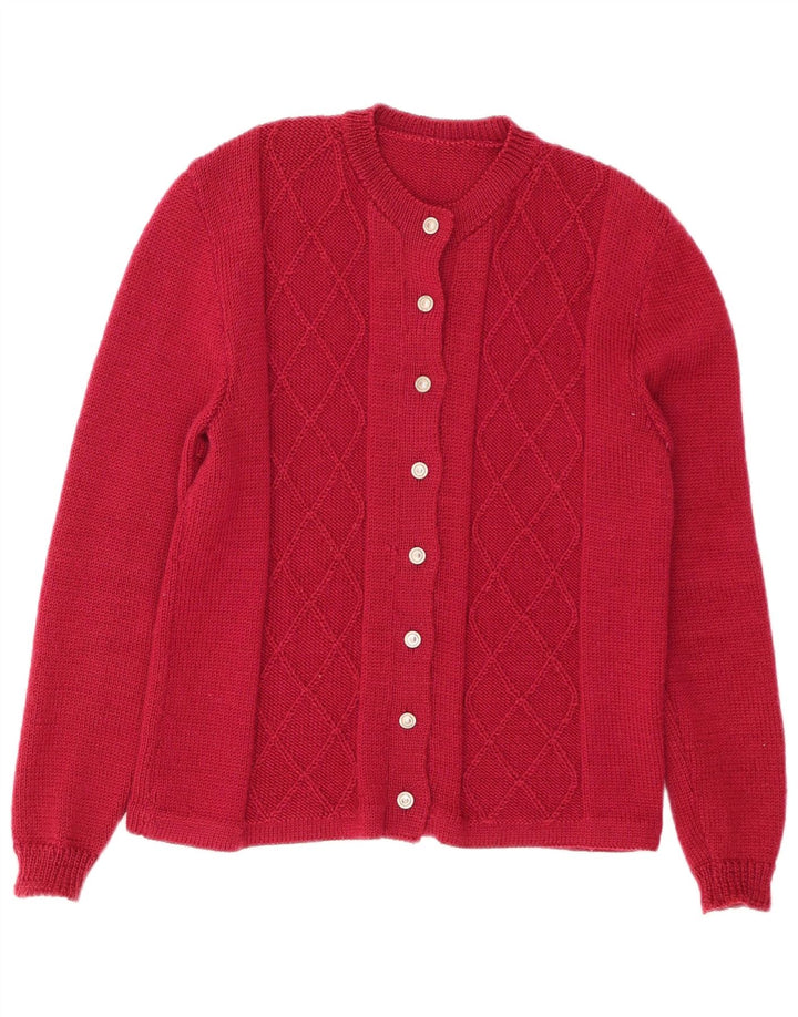 VINTAGE Suéter Cárdigan para Mujer Reino Unido 14 Rojo Medio