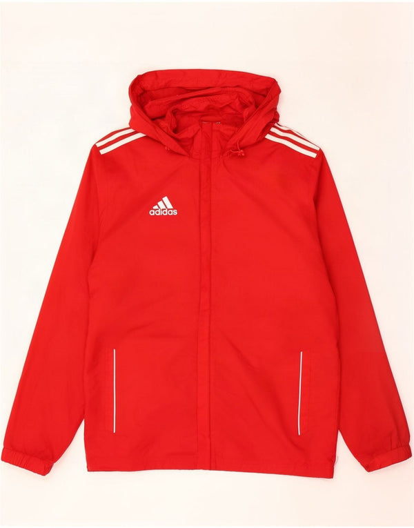 Adidas Chaqueta impermeable con capucha para hombre UK 38/40 Medium Red Nylon