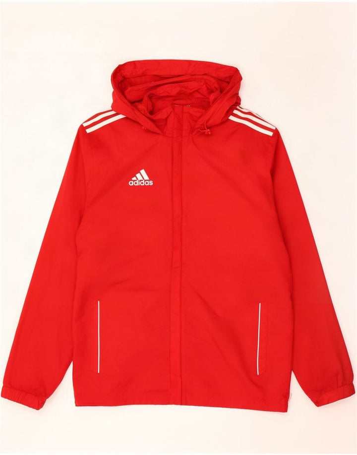 Adidas Chaqueta impermeable con capucha para hombre UK 38/40 Medium Red Nylon