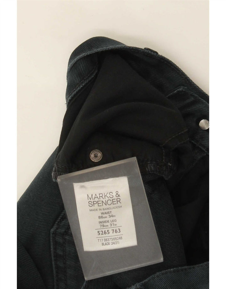 Marks & Spencer Vaqueros rectos desgastados para hombre W34 L31 Algodón negro