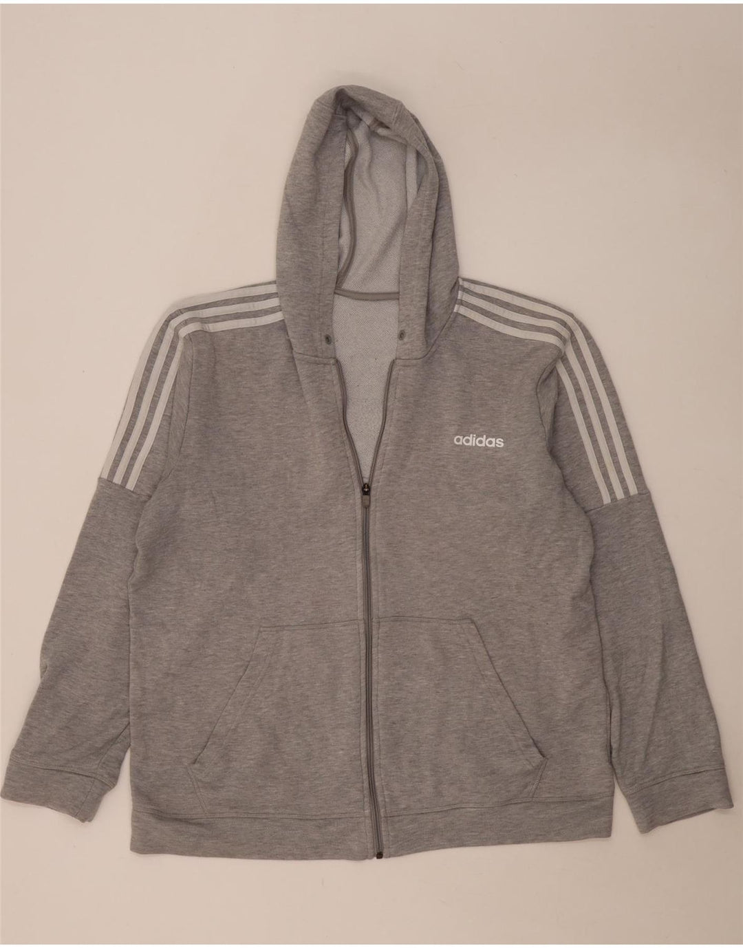 Adidas Sudadera con capucha y cremallera para hombre XL Poliéster gris
