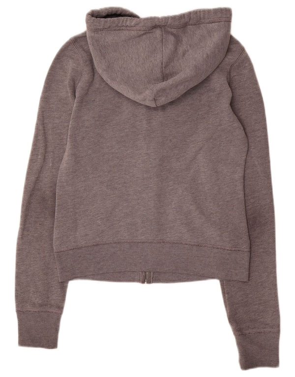 Hollister Mujer Crop Graphic Zip Sudadera con capucha UK 6 XS Gris Algodón