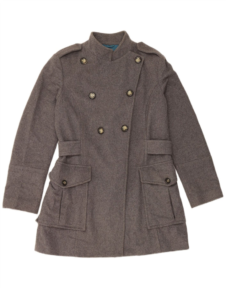 Sisley Abrigo militar de doble botonadura para mujer Reino Unido 46 Lana gris grande