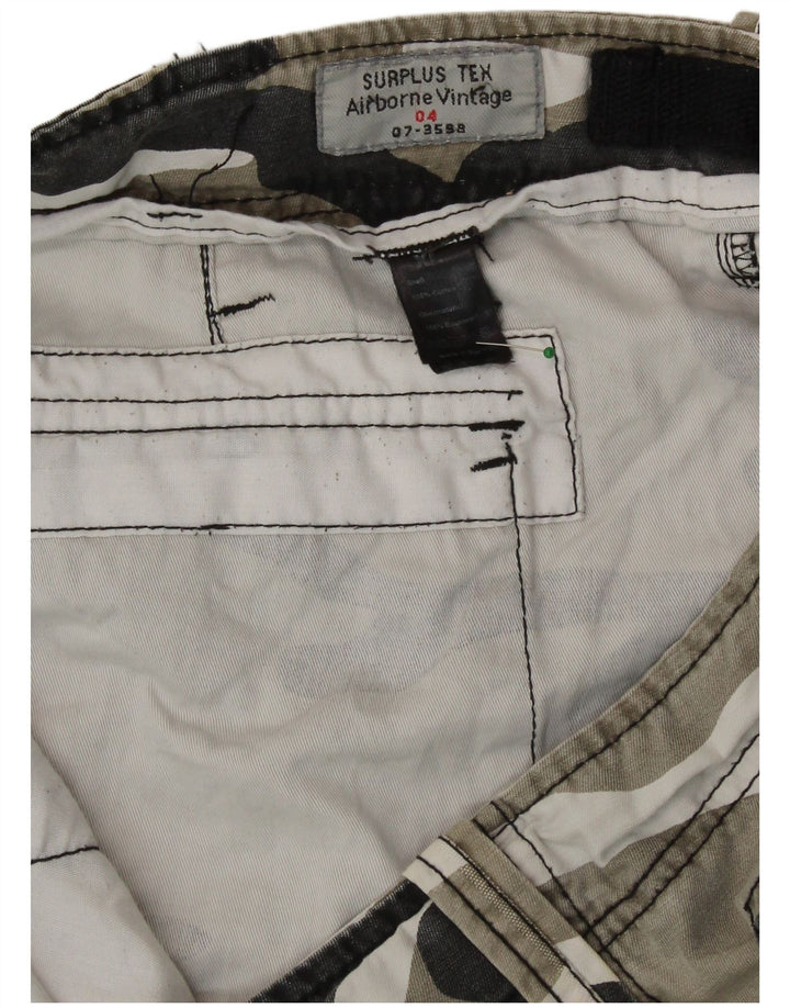 SURPLUS TEX Pantalones cortos cargo para hombre XL W40 Algodón de camuflaje verde